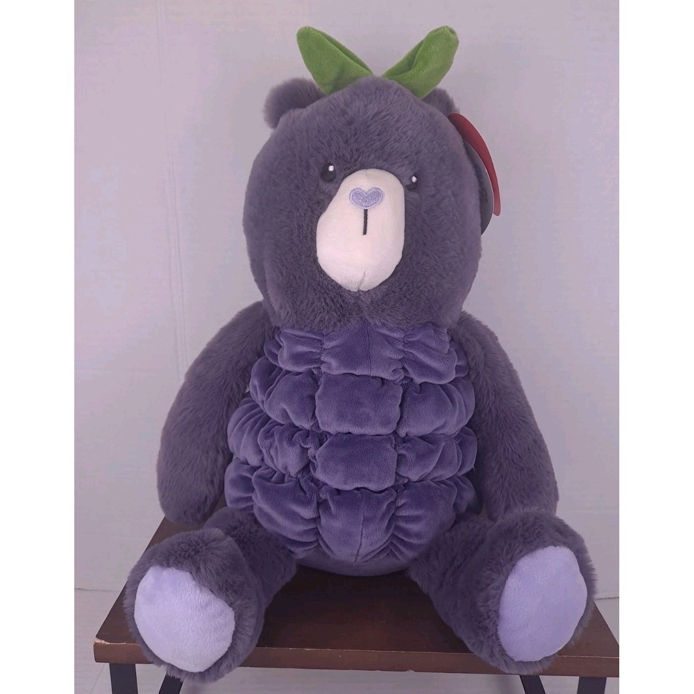 GiggleScape BLACKBEARY Bear 12" Plush‎ Purple Valentine Hearts Bean Bottom NWT